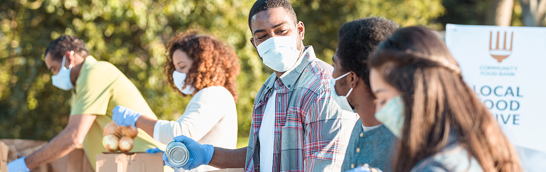 Volunteering at a food drive during COVID 19