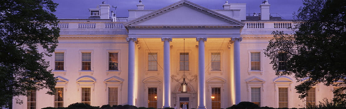 The White House at night