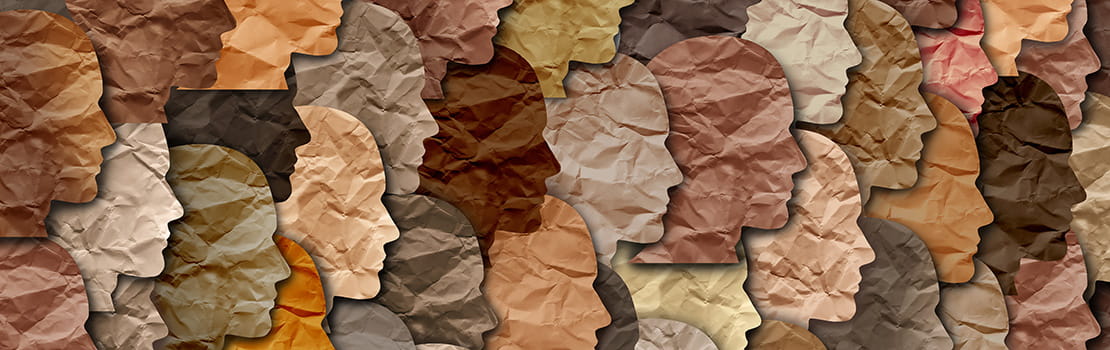 Diverse people paper silhouette