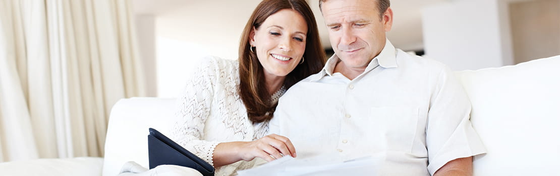 Mature couple going over finances